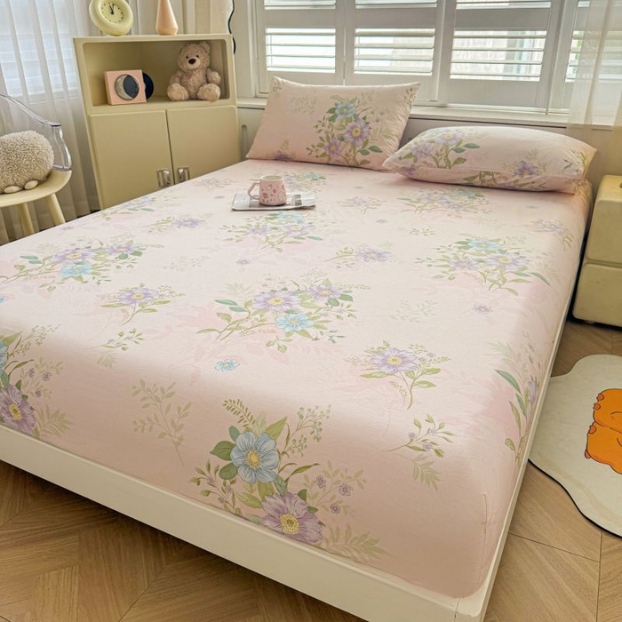 91家纺网 家纺一手货源 找家纺 名优家纺 2025新款12868全棉印花外贸床笠 寻觅芳香