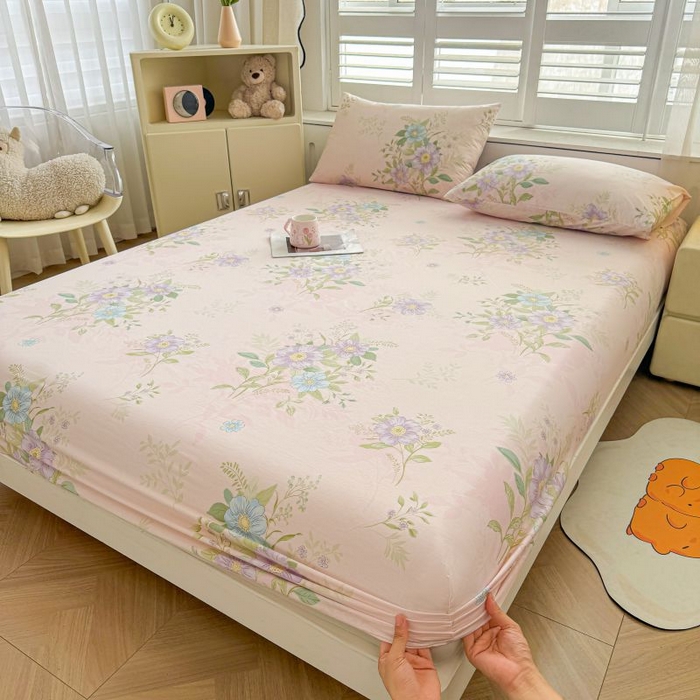 91家纺网 家纺一手货源 找家纺 名优家纺 2025新款12868全棉印花外贸床笠 寻觅芳香