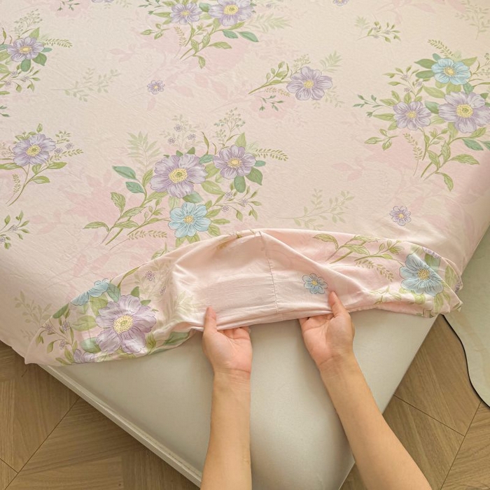 91家纺网 家纺一手货源 找家纺 名优家纺 2025新款12868全棉印花外贸床笠 寻觅芳香