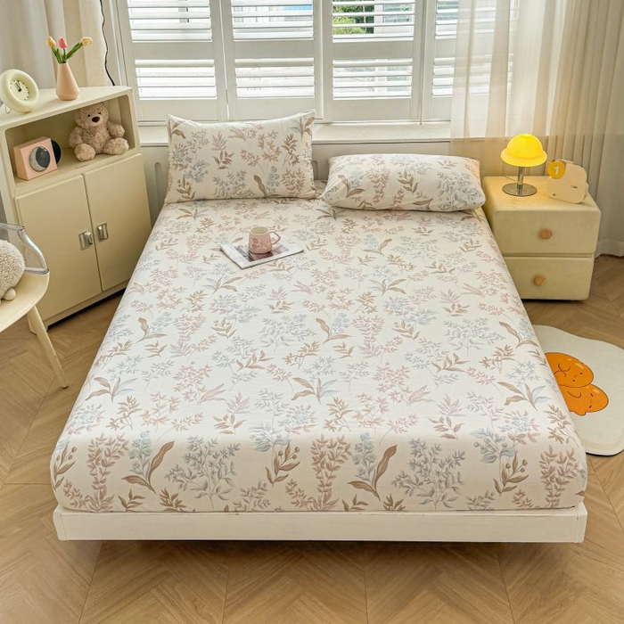 名优家纺 2025新款12868全棉印花外贸床笠 寻叶