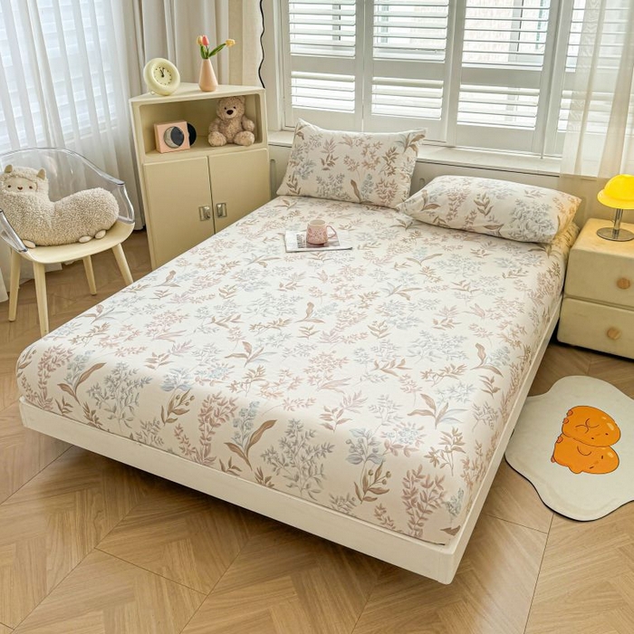 91家纺网 家纺一手货源 找家纺 名优家纺 2025新款12868全棉印花外贸床笠 寻叶