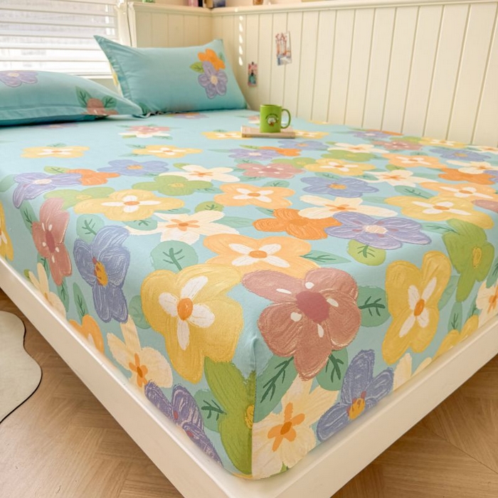 91家纺网 家纺一手货源 找家纺 名优家纺 2025新款12868全棉印花外贸床笠 氧气格调