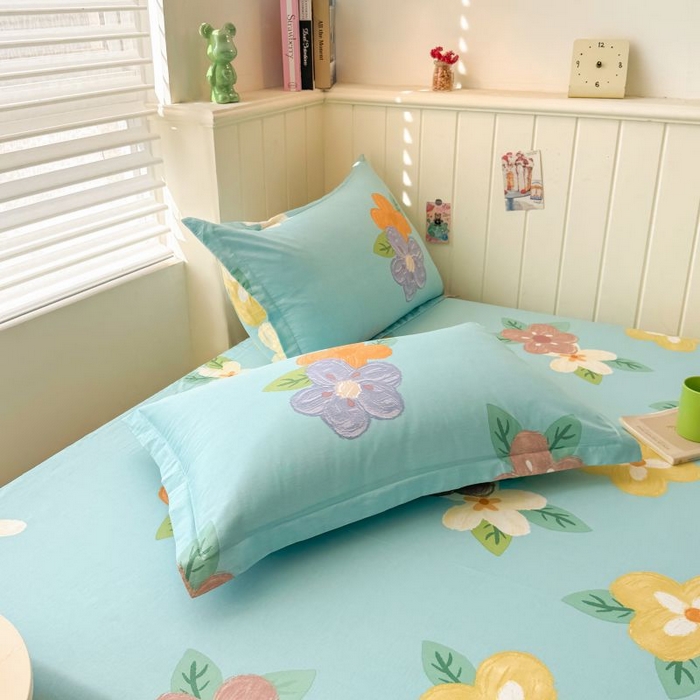 91家纺网 家纺一手货源 找家纺 名优家纺 2025新款12868全棉印花外贸床笠 氧气格调