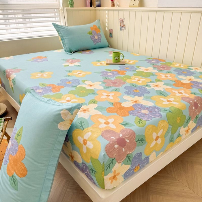 91家纺网 家纺一手货源 找家纺 名优家纺 2025新款12868全棉印花外贸床笠 氧气格调