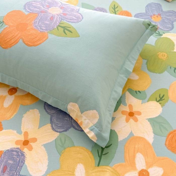 91家纺网 家纺一手货源 找家纺 名优家纺 2025新款12868全棉印花外贸床笠 氧气格调