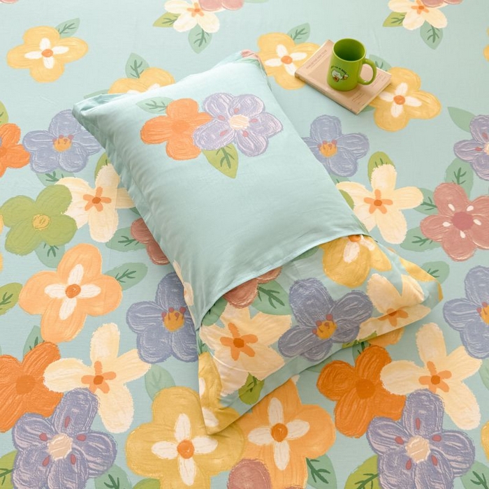 91家纺网 家纺一手货源 找家纺 名优家纺 2025新款12868全棉印花外贸床笠 氧气格调