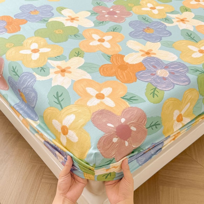 91家纺网 家纺一手货源 找家纺 名优家纺 2025新款12868全棉印花外贸床笠 氧气格调