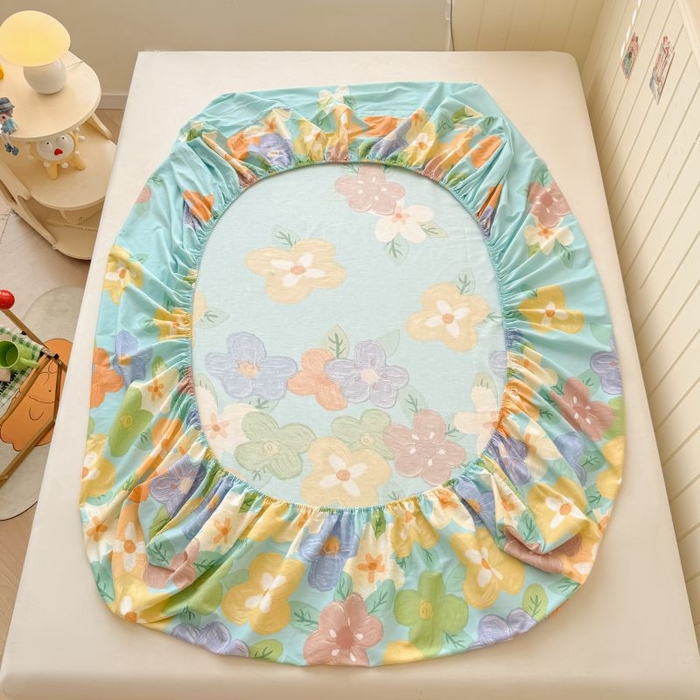 91家纺网 家纺一手货源 找家纺 名优家纺 2025新款12868全棉印花外贸床笠 氧气格调