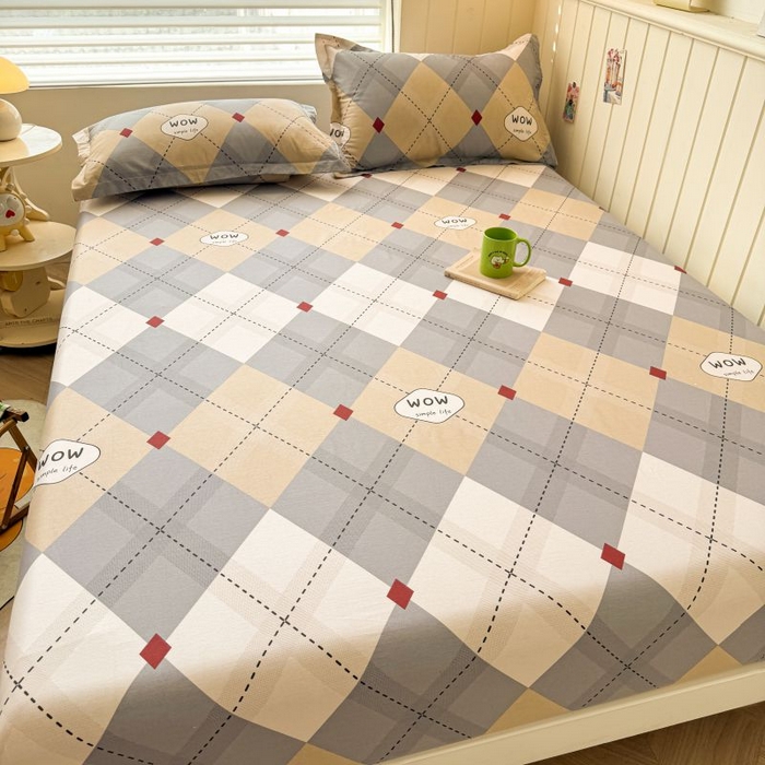 91家纺网 家纺一手货源 找家纺 名优家纺 2025新款12868全棉印花外贸床笠 意林-灰色