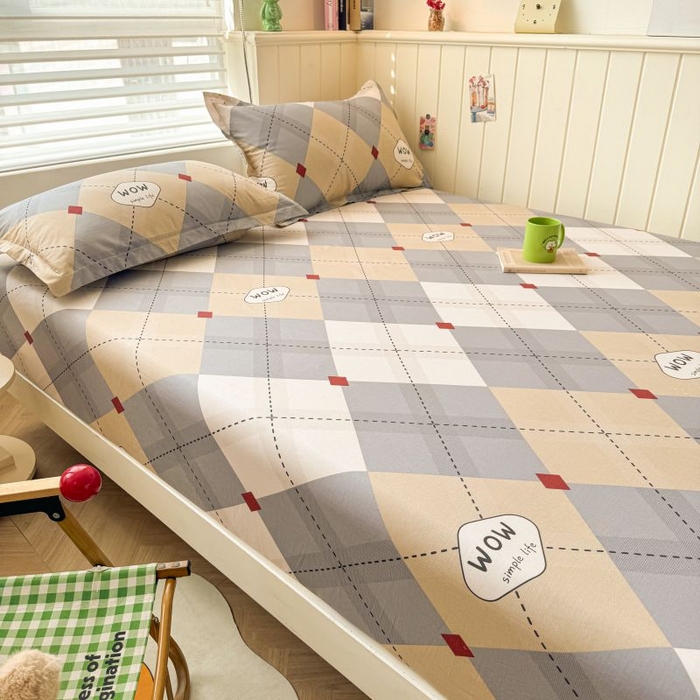 91家纺网 家纺一手货源 找家纺 名优家纺 2025新款12868全棉印花外贸床笠 意林-灰色