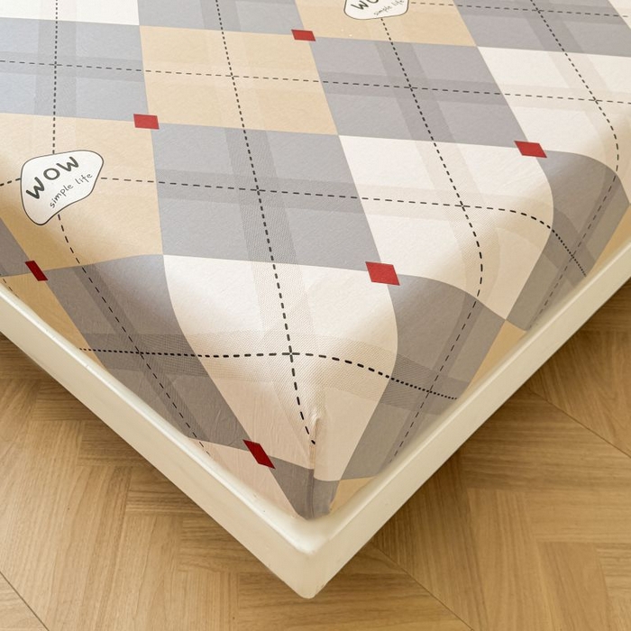 91家纺网 家纺一手货源 找家纺 名优家纺 2025新款12868全棉印花外贸床笠 意林-灰色