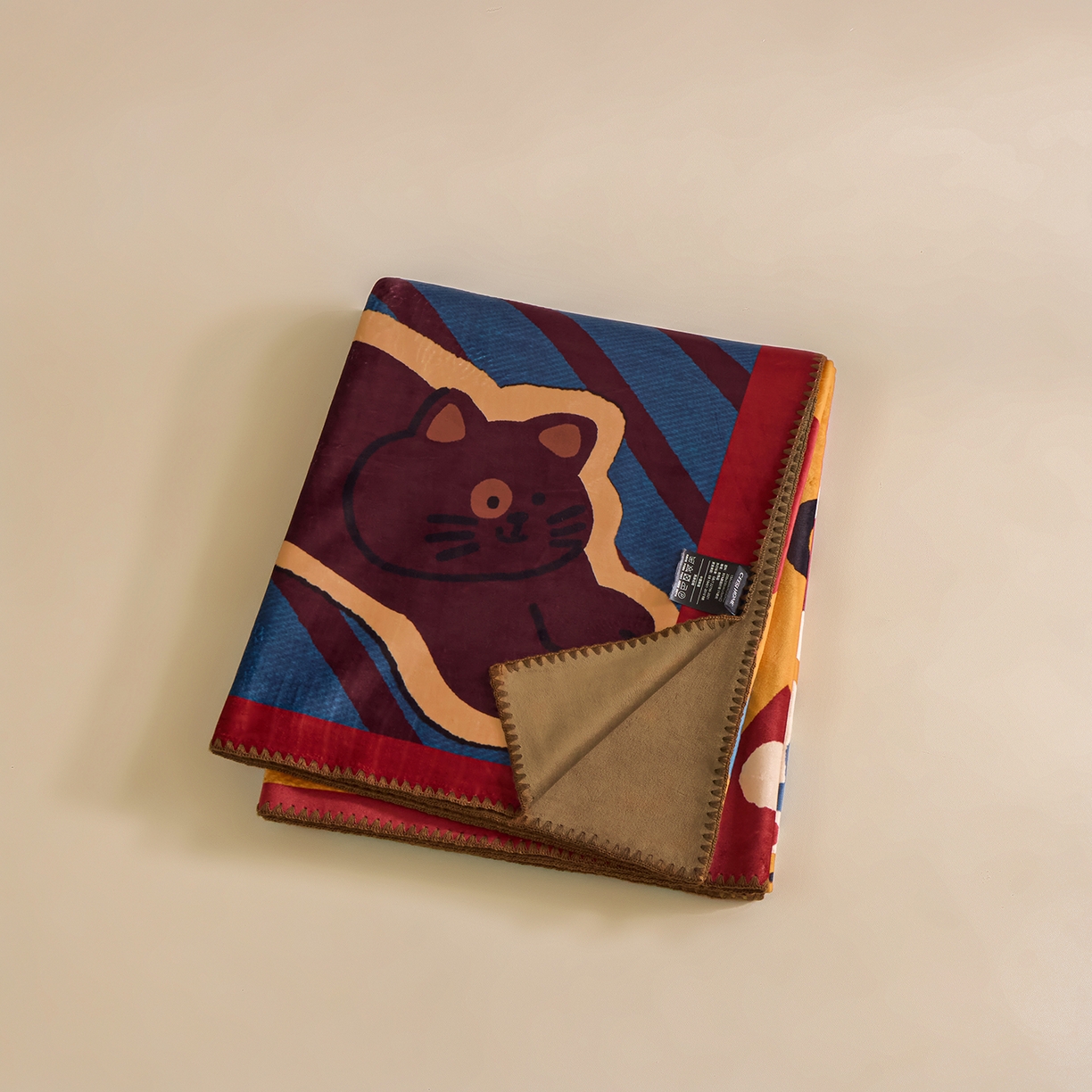 91家纺网 家纺一手货源 找家纺 （总）禧禾 2025新款300g氨超锦狐绒数码印花毛毯-动物拼图