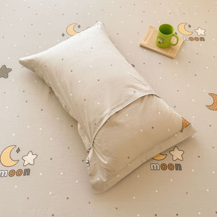 91家纺网 家纺一手货源 找家纺 名优家纺 2025新款12868全棉印花外贸床笠 月之星-灰