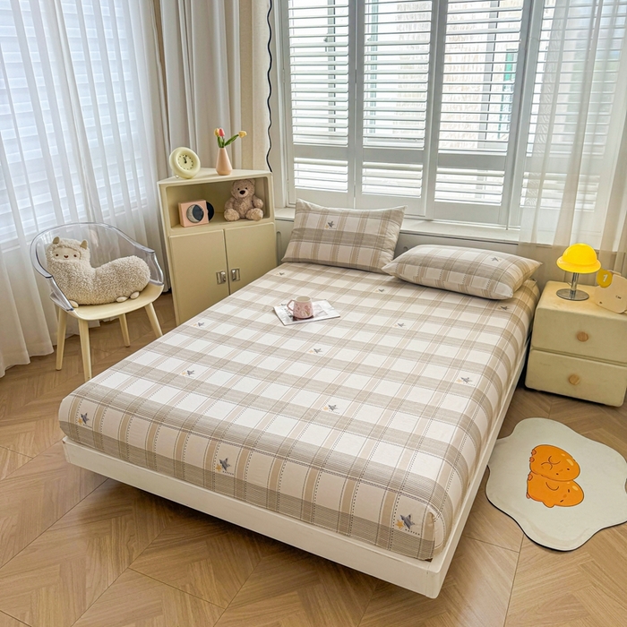 91家纺网 家纺一手货源 找家纺 （总）名优家纺 2025新款全棉纯棉12868韩版小清新系列床笠单件--单床笠