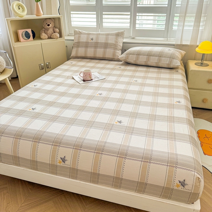 91家纺网 家纺一手货源 找家纺 （总）名优家纺 2025新款全棉纯棉12868韩版小清新系列床笠单件--单床笠