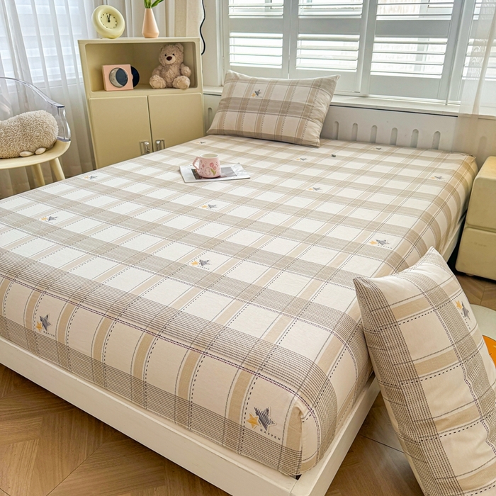 91家纺网 家纺一手货源 找家纺 （总）名优家纺 2025新款全棉纯棉12868韩版小清新系列床笠单件--单床笠