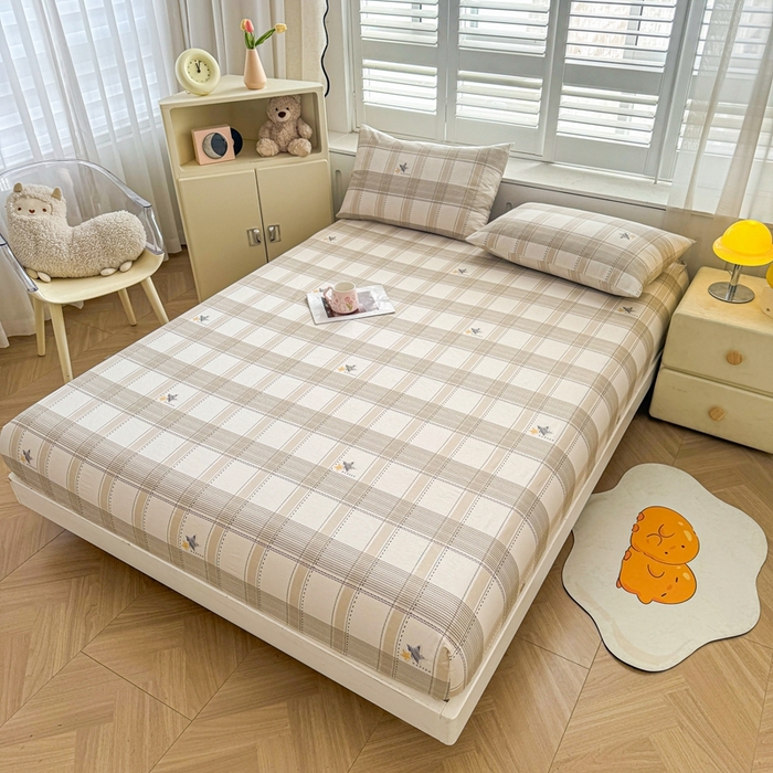 91家纺网 家纺一手货源 找家纺 （总）名优家纺 2025新款全棉纯棉12868韩版小清新系列床笠单件--单床笠