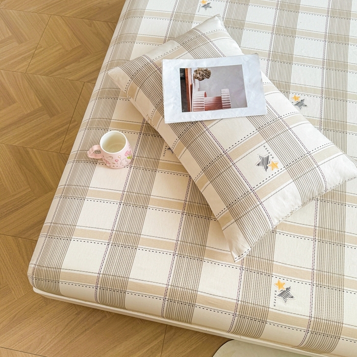 91家纺网 家纺一手货源 找家纺 （总）名优家纺 2025新款全棉纯棉12868韩版小清新系列床笠单件--单床笠