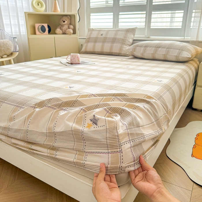 91家纺网 家纺一手货源 找家纺 （总）名优家纺 2025新款全棉纯棉12868韩版小清新系列床笠单件--单床笠