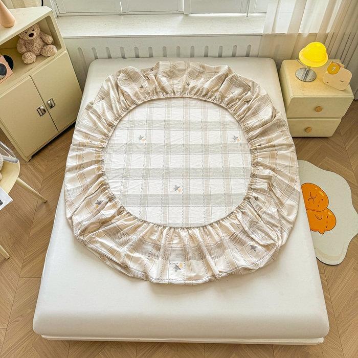 91家纺网 家纺一手货源 找家纺 （总）名优家纺 2025新款全棉纯棉12868韩版小清新系列床笠单件--单床笠