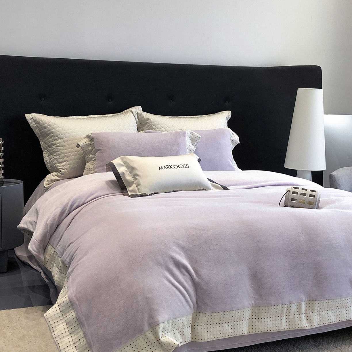 91家纺网 家纺一手货源 找家纺 （总）佳汐蓝家纺 2025新款熊极绒2.0重工色织大拼边系列四件套