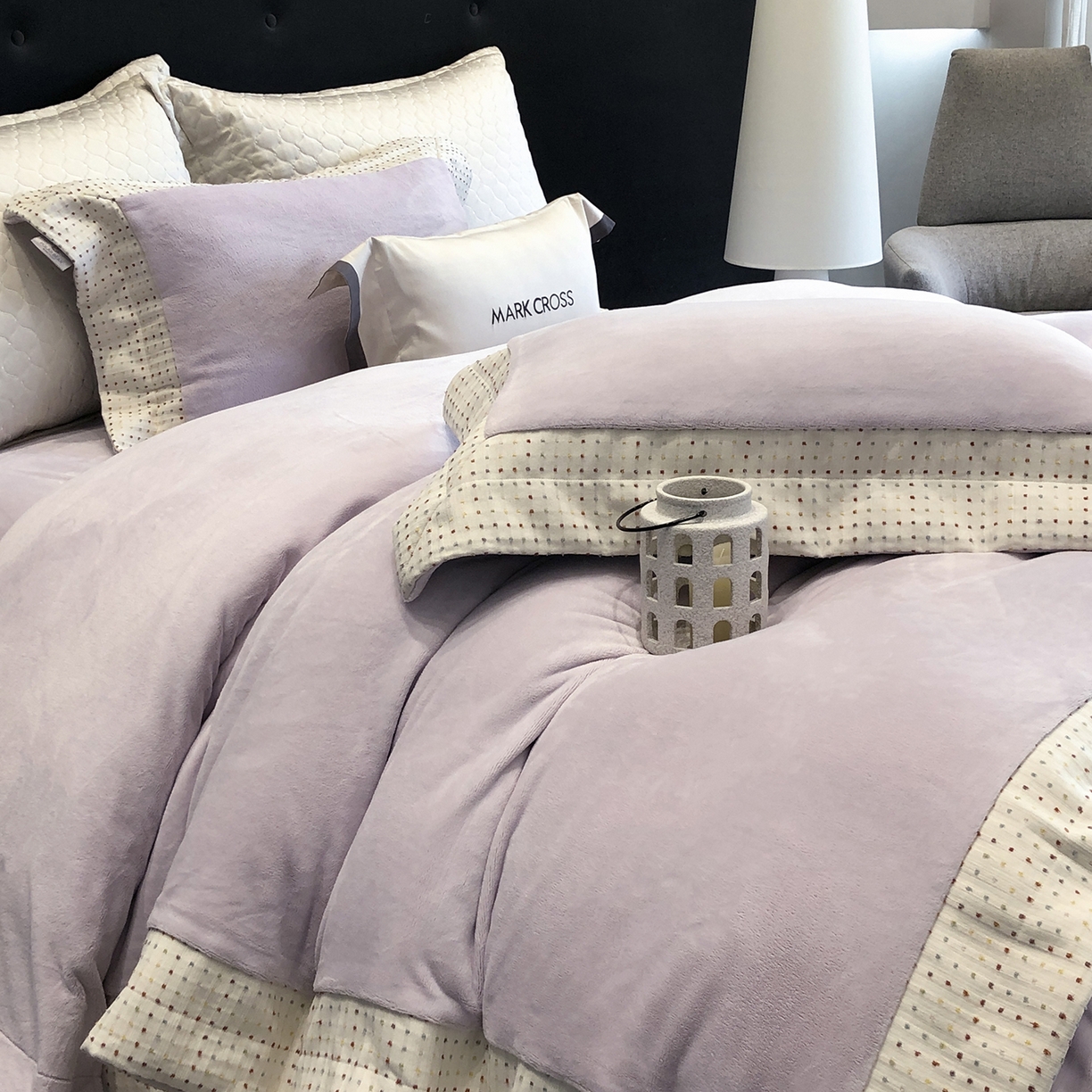 91家纺网 家纺一手货源 找家纺 （总）佳汐蓝家纺 2025新款熊极绒2.0重工色织大拼边系列四件套