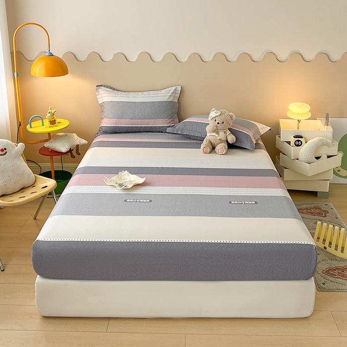 91家纺网 家纺一手货源 找家纺 （总）名优家纺 2025新款全棉纯棉12868韩版小清新系列床笠单件--单床笠