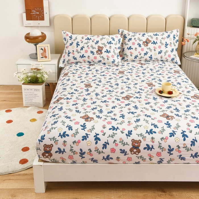 91家纺网 家纺一手货源 找家纺 （总）名优家纺 2025新款全棉纯棉12868韩版小清新系列床笠单件--单床笠