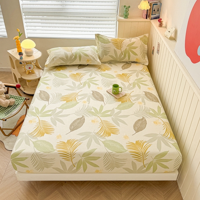 91家纺网 家纺一手货源 找家纺 （总）名优家纺 2025新款全棉纯棉12868韩版小清新系列床笠单件--单床笠