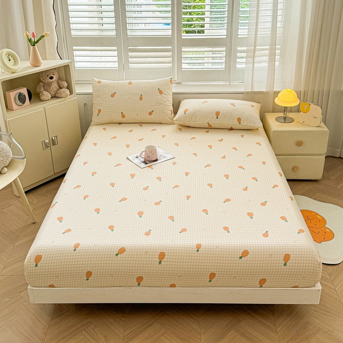 91家纺网 家纺一手货源 找家纺 （总）名优家纺 2025新款全棉纯棉12868韩版小清新系列床笠单件--单床笠