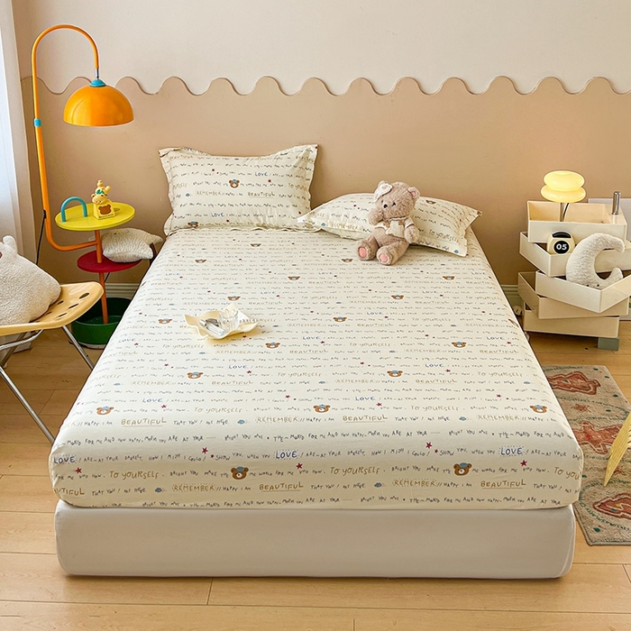 91家纺网 家纺一手货源 找家纺 （总）名优家纺 2025新款全棉纯棉12868韩版小清新系列床笠单件--单床笠