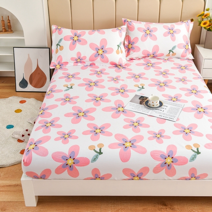 91家纺网 家纺一手货源 找家纺 （总）名优家纺 2025新款全棉纯棉12868韩版小清新系列床笠单件--单床笠