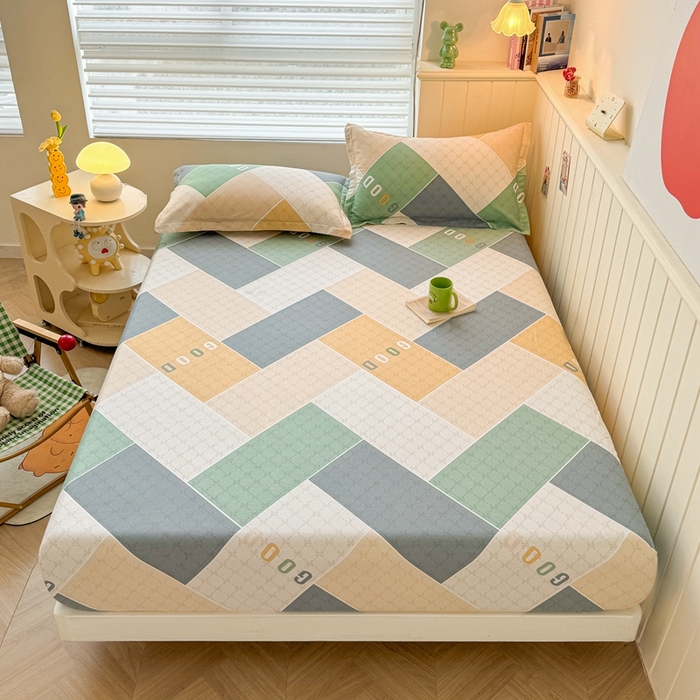 91家纺网 家纺一手货源 找家纺 （总）名优家纺 2025新款全棉纯棉12868韩版小清新系列床笠单件--单床笠