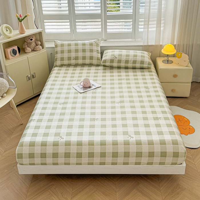 91家纺网 家纺一手货源 找家纺 （总）名优家纺 2025新款全棉纯棉12868韩版小清新系列床笠单件--单床笠