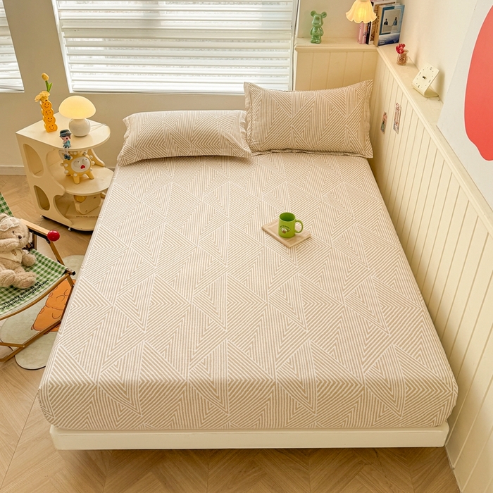 91家纺网 家纺一手货源 找家纺 （总）名优家纺 2025新款全棉纯棉12868韩版小清新系列床笠单件--单床笠