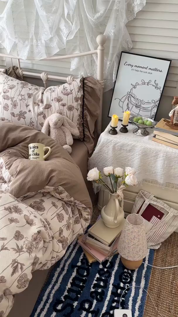 91家纺网 家纺一手货源 找家纺 阿曼达 2025新款韩系法式慵懒氛围感印花泡芙花边四件套（专版花型）-樱花泡芙 樱花泡芙-可可