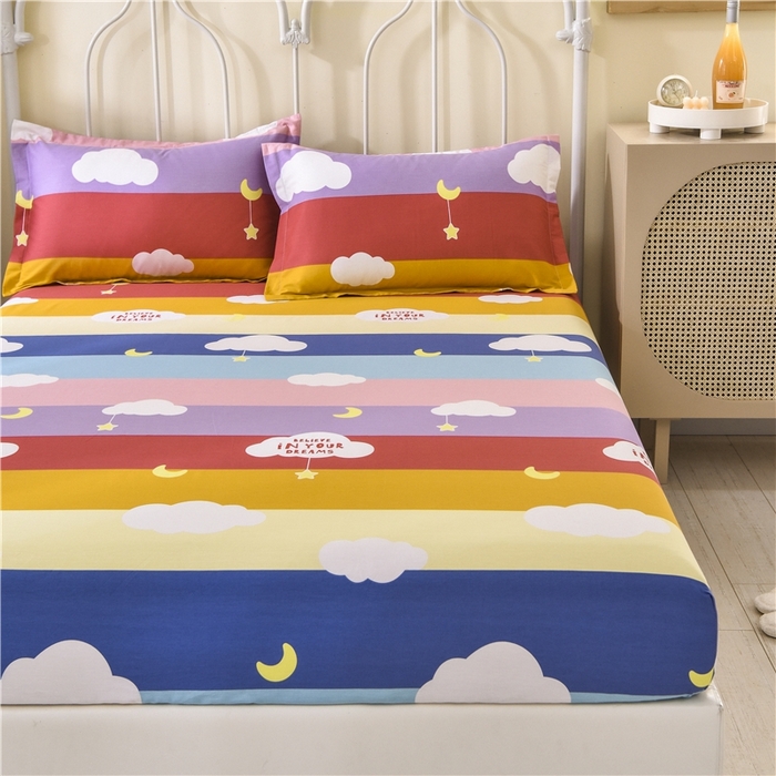 91家纺网 家纺一手货源 找家纺 （总）名优家纺 2025新款全棉纯棉12868韩版小清新系列床笠单件--单床笠