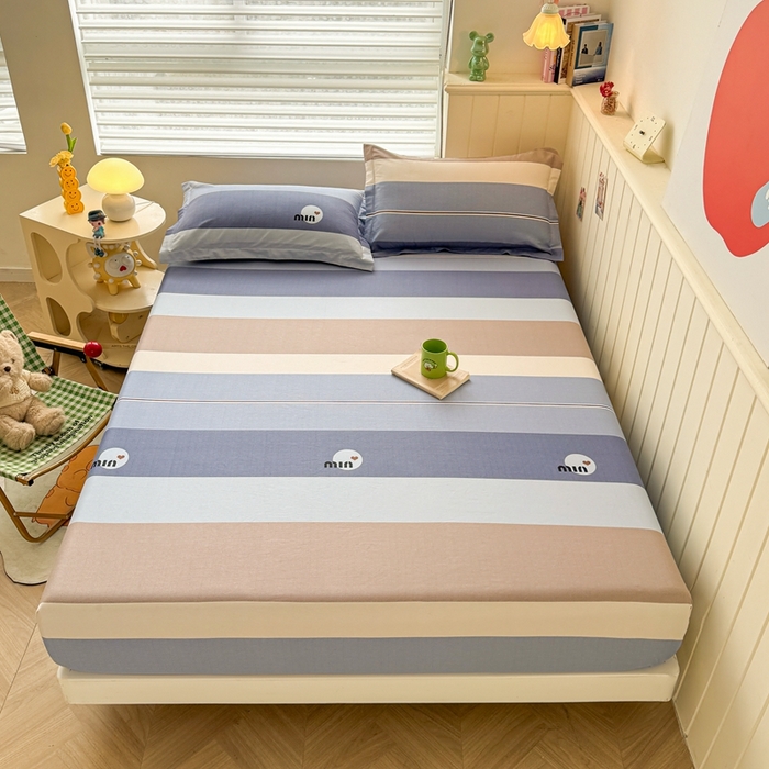 91家纺网 家纺一手货源 找家纺 （总）名优家纺 2025新款全棉纯棉12868韩版小清新系列床笠单件--单床笠