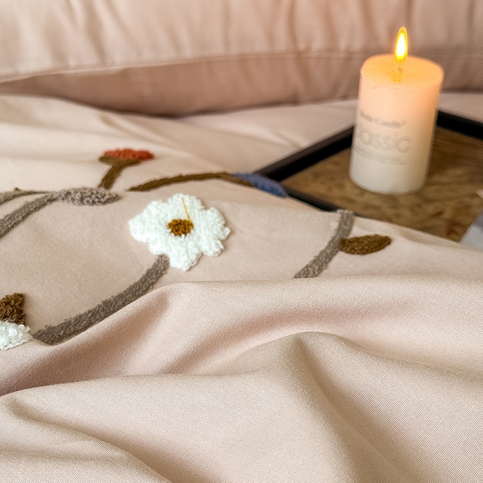 91家纺网 家纺一手货源 找家纺 Mr.pig猪先生水洗棉 2025新款全棉水洗棉毛巾绣四件套-花盏 花盏-奶咖