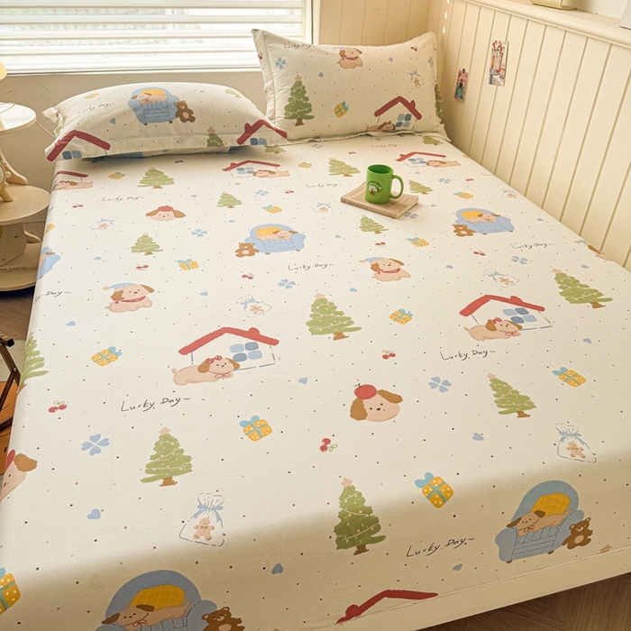 91家纺网 家纺一手货源 找家纺 名优家纺 2025新款全棉纯棉12868韩版小清新系列床笠单件--单床笠 浪漫小屋