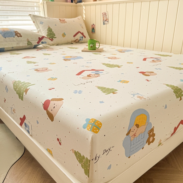 91家纺网 家纺一手货源 找家纺 名优家纺 2025新款全棉纯棉12868韩版小清新系列床笠单件--单床笠 浪漫小屋