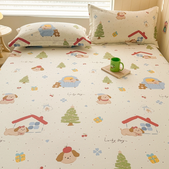 91家纺网 家纺一手货源 找家纺 名优家纺 2025新款全棉纯棉12868韩版小清新系列床笠单件--单床笠 浪漫小屋