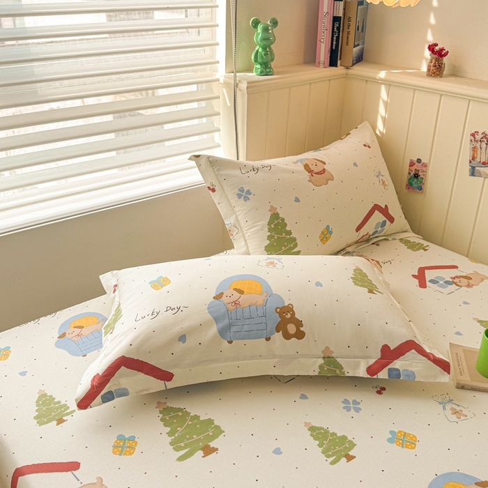 91家纺网 家纺一手货源 找家纺 名优家纺 2025新款全棉纯棉12868韩版小清新系列床笠单件--单床笠 浪漫小屋