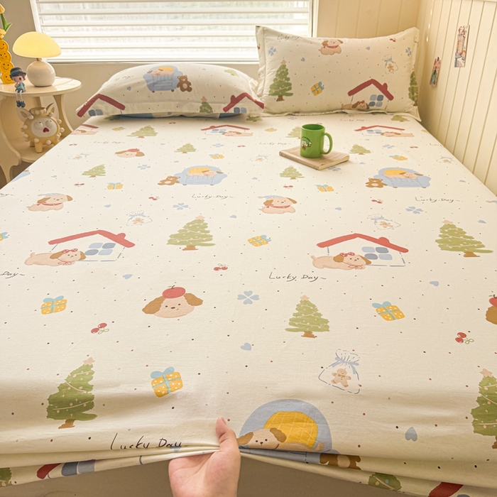 91家纺网 家纺一手货源 找家纺 名优家纺 2025新款全棉纯棉12868韩版小清新系列床笠单件--单床笠 浪漫小屋