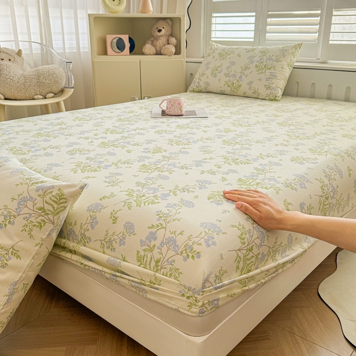 91家纺网 家纺一手货源 找家纺 名优家纺 2025新款全棉纯棉12868韩版小清新系列床笠单件--单床笠 麦兜