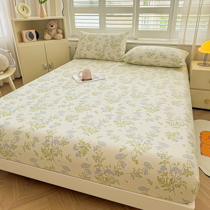 91家纺网 家纺一手货源 找家纺 名优家纺 2025新款全棉纯棉12868韩版小清新系列床笠单件--单床笠 麦兜