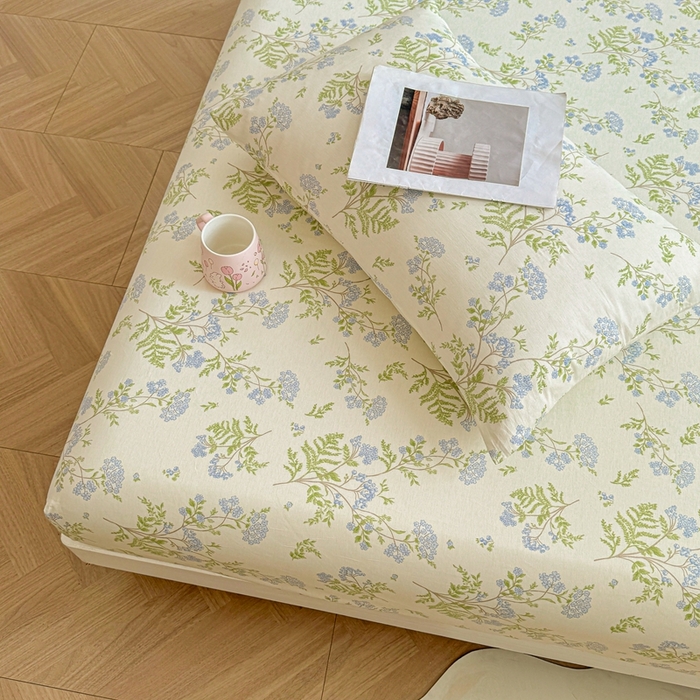 91家纺网 家纺一手货源 找家纺 名优家纺 2025新款全棉纯棉12868韩版小清新系列床笠单件--单床笠 麦兜