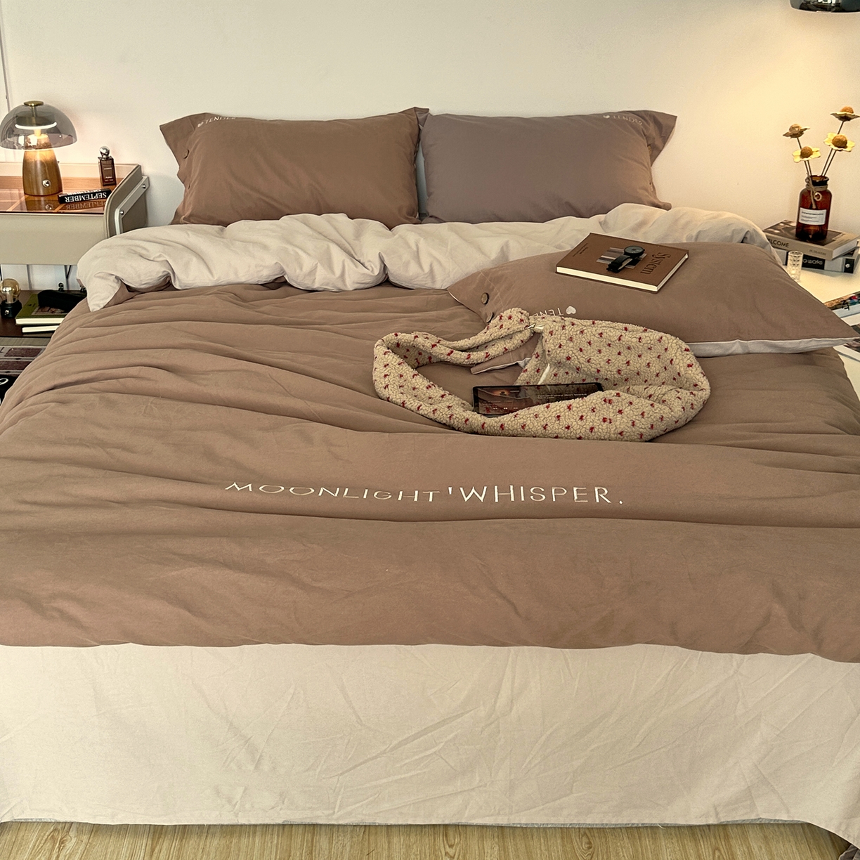 91家纺网 家纺一手货源 找家纺 艾咪-Amy ntmy 2025秋冬纽扣款全棉加厚磨毛刺绣四件套-漫月 漫月咖米