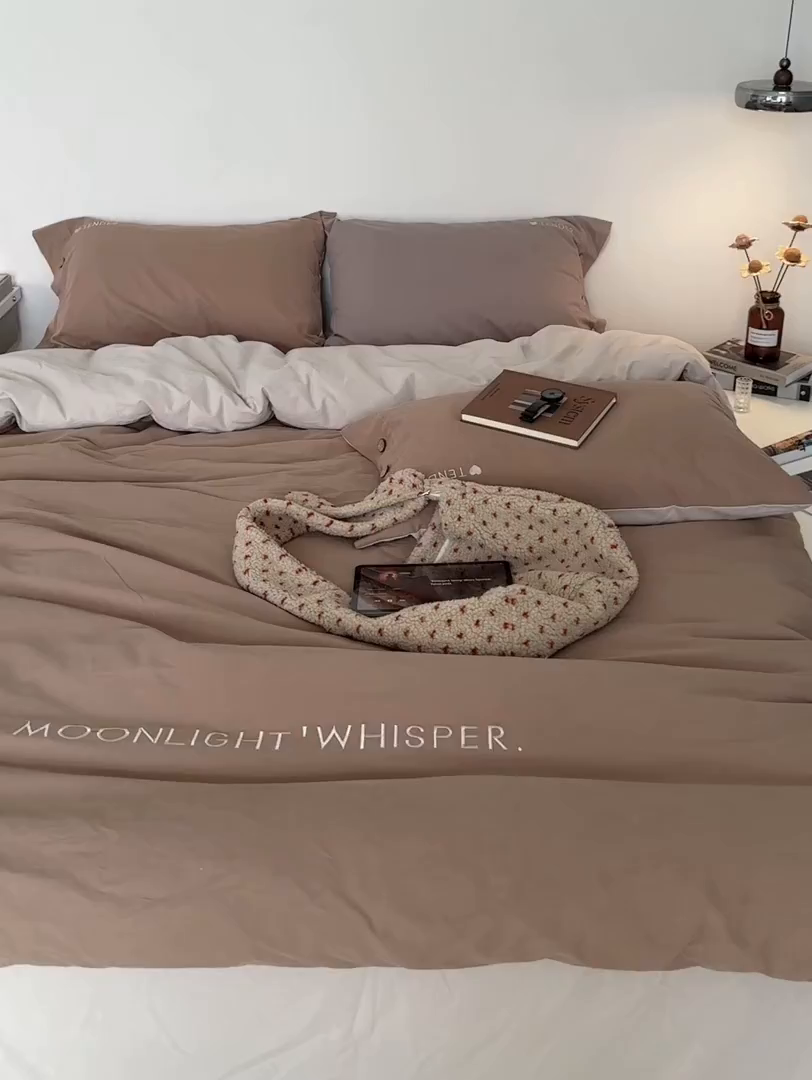 91家纺网 家纺一手货源 找家纺 艾咪-Amy ntmy 2025秋冬纽扣款全棉加厚磨毛刺绣四件套-漫月 漫月咖米