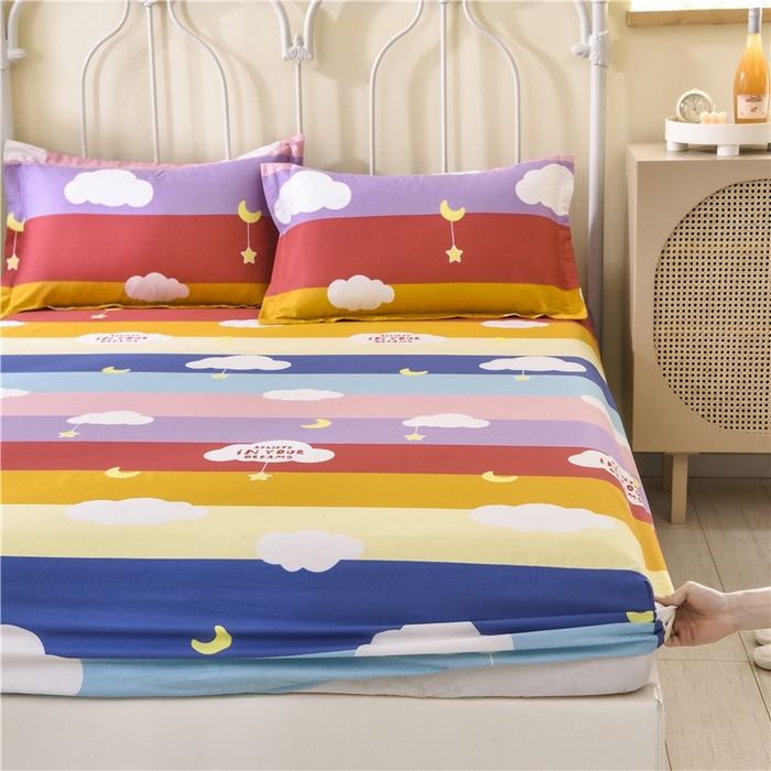 91家纺网 家纺一手货源 找家纺 名优家纺 2025新款全棉纯棉12868韩版小清新系列床笠单件--单床笠 满天星云